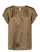 Sc-Thilde Tops Blouses Short-sleeved Khaki Green Soyaconcept