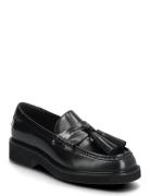 Tassel Squarish Toe Lthr Loafer Sko Flate Black Tommy Hilfiger