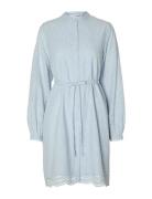 Slftatiana Ls Short Embr Dress Noos Kort Kjole Blue Selected