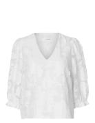 Slfcathi-Sadie 3/4 Top Ff Tops Blouses Short-sleeved White Selected