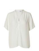 Slfsusie-Mivia Ss Top Noos Tops Blouses Short-sleeved White Selected