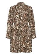 Slfsalli Ls Aop Short Dress B Kort Kjole Brown Selected