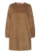 Slfjenny Ls O-Neck Corduroy Dress D2 Knelang Kjole Brown Selected