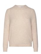 Slfsia Ras Ls Knit O-Neck Noos Tops Knitwear Jumpers Beige Selected