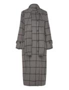 Slfhelle Long Wool Scarf Coat Ullfrakk Frakk Grey Selected