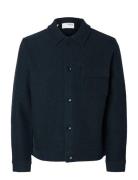 Slhnealy Ls Knit Shirt Jacket Noos Ulljakke Jakke Navy Selected