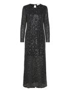 Slfnoel Ls Ankle Sequins Dress B Maxikjole Festkjole Black Selected