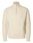 Slhrai Ls Knit Half Zip Tops Knitwear Half Zip Jumpers Cream Selected