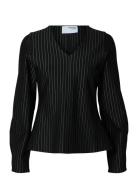 Slfpennie Ls V-Neck Top Tops Blouses Long-sleeved Black Selected
