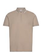 Slhfave Sport Zip Ss Polo Noos Tops Polos Short-sleeved Beige Selected