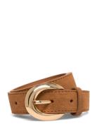 Leather Belt With Oval Buckle Belte Brown Mango