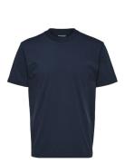 Slhcolman Ss O-Neck Tee Noos Tops T-shirts Short-sleeved Navy Selected