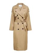 Slfnew Bren Ls Trench Coat B Noos Trench Coat Kåpe Beige Selected