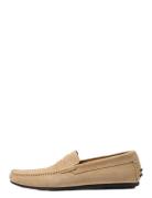 Slhsergio Suede Penny Driving Shoe Mokasiner Lave Sko Beige Selected