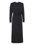 Slfludwika Ls Ankle Satin Dress B Maxikjole Festkjole Black Selected