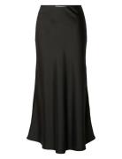 Slflena Hw Midi Skirt Noos Knelangt Skjørt Black Selected