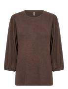 Sc-Biara Tops Blouses Long-sleeved Brown Soyaconcept
