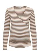 Olmjoy L/S Wrap Stripes Top Jrs Noos Tops T-shirts & Tops Long-sleeved...