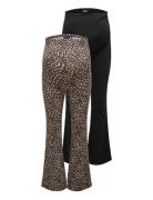 Olmlovely Leo Flared Pant 2-Pack Noos Bottoms Leggings Black Only Mate...