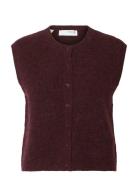 Slflulu Sl Button O-Neck Vest Noos Vests Knitted Vests Burgundy Select...