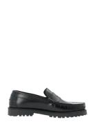 Biagreg Penny Loafer Polido Mokasiner Lave Sko Black Bianco