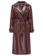 Onlflora Faux Leather Trenchcoat Otw Trench Coat Kåpe Brown ONLY