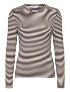Srfenja Stripe O-Neck Top Tops T-shirts & Tops Long-sleeved Brown Soft...
