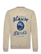 Denim Washed Artwork Sweatshirt Tops Sweat-shirts & Hoodies Sweat-shir...