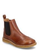Booties - Flat - With Elastic Snørestøvletter Støvletter Brown ANGULUS
