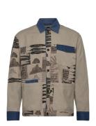 Printed & Washed Colour Block Worker Jacket Tynn Jakke Beige Scotch & ...