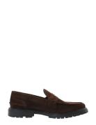 Bialoui Penny Loafer Oily Suede Mokasiner Lave Sko Brown Bianco