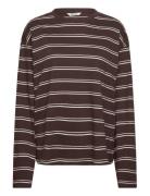 Long-Sleeved Cotton T-Shirt Tops T-shirts & Tops Long-sleeved Brown Mo...
