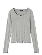 Nlfnamel Ls Short Deep Neck Top Tops T-shirts Long-sleeved T-shirts Gr...