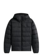 Mid Weight Hooded Jacket Fôret Jakke Black Tommy Hilfiger