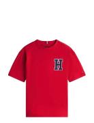 Varsity Front Back Print Tee Ss Tops T-shirts Short-sleeved Red Tommy ...