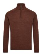 Bs Pelle Regular Fit Knitwear Tops Knitwear Half Zip Jumpers Brown Bru...