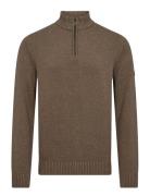 Bs Stian Regular Fit Knitwear Tops Knitwear Half Zip Jumpers Brown Bru...