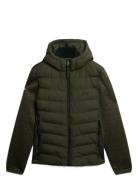 Hooded Storm Knit Hybrid Jkt Fôret Jakke Khaki Green Superdry