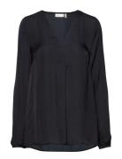 Rindaiw Blouse Tops Blouses Long-sleeved Blue InWear