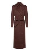 Kira Vegan Suede Trench Coat Trench Coat Kåpe Brown Bardot