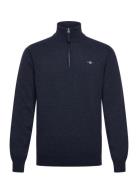 Superfine Lambswool Half Zip Tops Knitwear Half Zip Jumpers Navy GANT