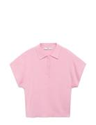 Short-Sleeved Polo-Neck Sweater Tops T-shirts & Tops Polos Pink Mango