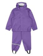 Pu Rain W. Susp. Outerwear Rainwear Rainwear Sets Purple Mikk-line