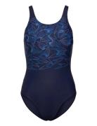 Womens Hyperboom Placement Muscleback Sport Swimsuits Blue Speedo