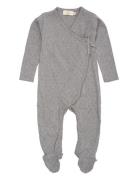 Pointelle Cross-Over Full Body Langermet Bodysuit Grey Copenhagen Colo...