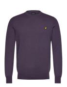 Cotton Merino Crew Neck Jumper Tops Knitwear Round Necks Purple Lyle &...