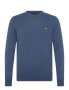 Cotton Merino Crew Neck Jumper Tops Knitwear Round Necks Blue Lyle & S...