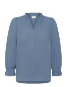 Kaliv Amber Blouse Tops Blouses Long-sleeved Blue Kaffe