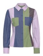 2405 Multi-Stripe Shirting, Pocket Tops Shirts Long-sleeved Blue STINE...