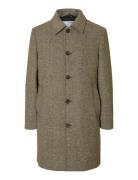 Slharchive Wool Blend Car Coat Ullfrakk Frakk Brown Selected